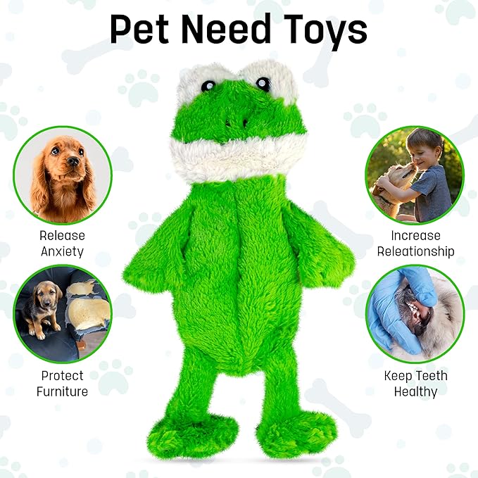 FGA MARKETPLACE Frog-Grey Rabbit Flat NO Stuffing NO Squeak Plush Dog Toy, Funny Style Will Entertain Your Dog for Hours, Recommended for Small and Medium Dog 21 INCH Long