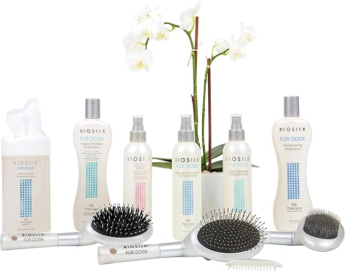 BioSilk for Dogs Double Sided Pin & Bristle Brush | Removes Mats, Tangles & Loose Hair with Minimal Effort & Comfort | Suitable for Long or Short Haired Dogs