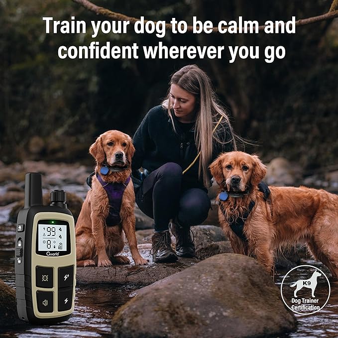 GWORLD i tag Dog Collar No Monthly Rent GPS trackers for Dogs (Only iOS) with Smart Tracker 2 in-1 Dog Training Collar with Remote Innovative IPX7 Waterproof, for All Breeds Sizes