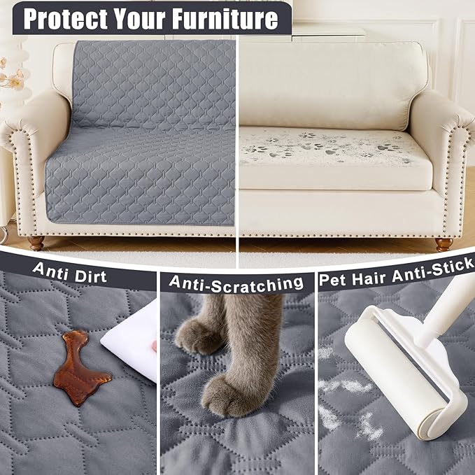 Smiry Waterproof Dog Bed Blanket, Soft Dog Bed Cover Pet Blanket, Reversible Couch Cover for Dogs Washable, Pet Couch Covers for Sofa Furniture Protector for Puppy Cat (30x70 Inch, Grey/Dark Grey)