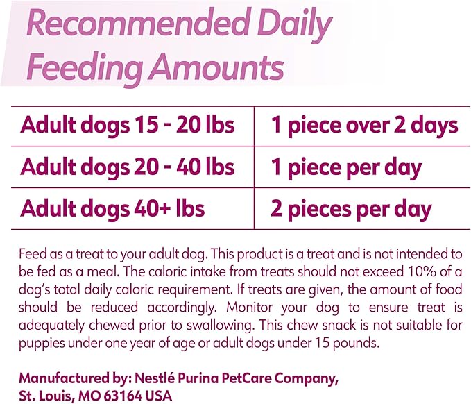 Dentalife Purina Plus Digestive Support Chicken and Pumpkin Flavor Small/Medium Dog Dental Chews, MP - 19 ct. Pouch