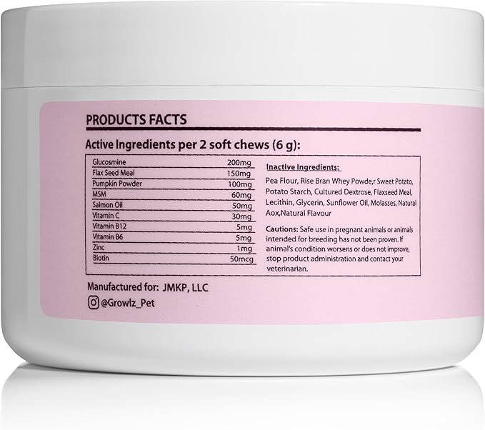 Growlz Dog Multivitamin Chews: Helps Digestion, Muscle and Bone Growth, Healthy Skin and Coat - Salmon Oil - Glucosamine - Gut and Immune Support - USA Made - 90 Count
