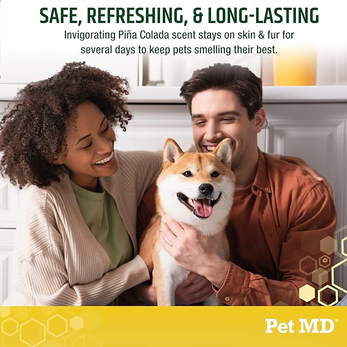 Pet MD Body Spray for Dogs & Cats - Deodorizing Dog Perfume Reduces Static & Eliminates Odor - Long Lasting Pet Cologne Spray for Dogs - Pina Colada Scent - 8 oz