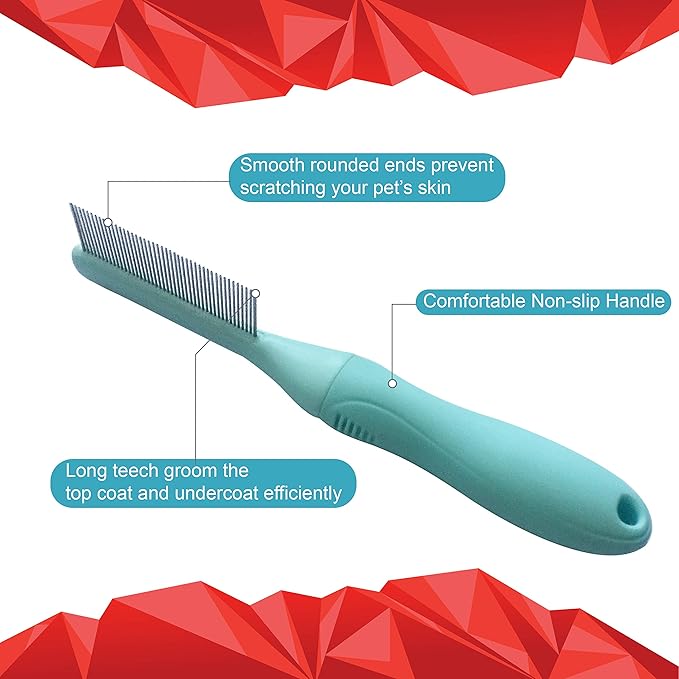 Pet Brush – Brush for grooming Dogs and Cats – Cat Comb for Matted Hair – Dog Comb, Cat Comb – Effective Detangling of Matted Fur and Knots - Green