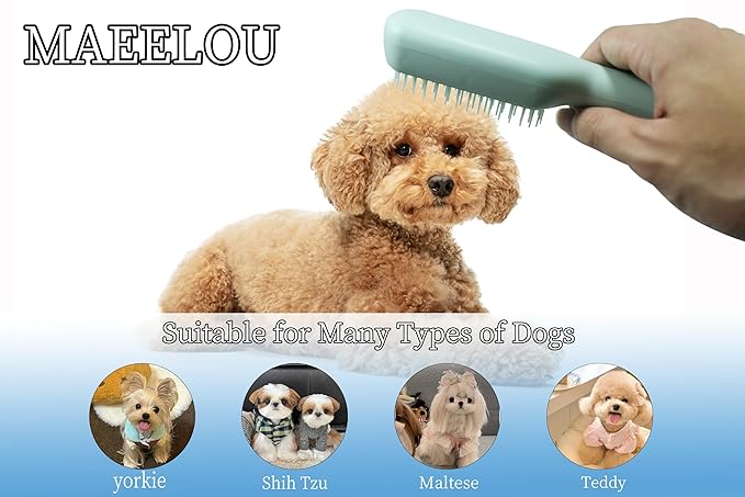 Stretchable Puppy Brush , Soft Dog Brush - Gentle Grooming Brush for Small Dogs, Perfect for Yorkie, Shih Tzu, Maltipoo ,Dog Hair Remover Brush (Green)
