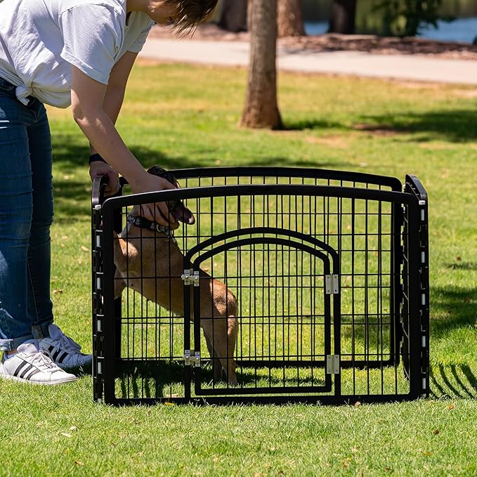 IRIS USA 34" 2-Panel Add-On Panels, Pet Dog Puppy Playpen, Foldable, Customizable, Black