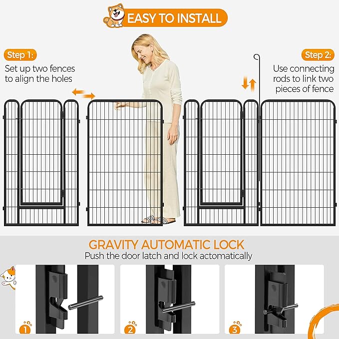 Yaheetech Dog Playpen Outdoor, 47 inch 12 Panels Dog Pen Indoor Heavy Duty Puppy Exercise Pen Metal Pet Fence for RV Camping/Yard/Garden