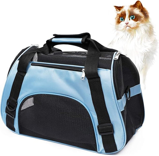 Pet Carrier Soft-Sided Carriers for Cat Carriers Dog Carrier for Small Medium Cats Dogs Puppies Pet Carrier Airline Approved up to 15 Lbs Cat Dog Pet Travel Carrier (Small, Blue)