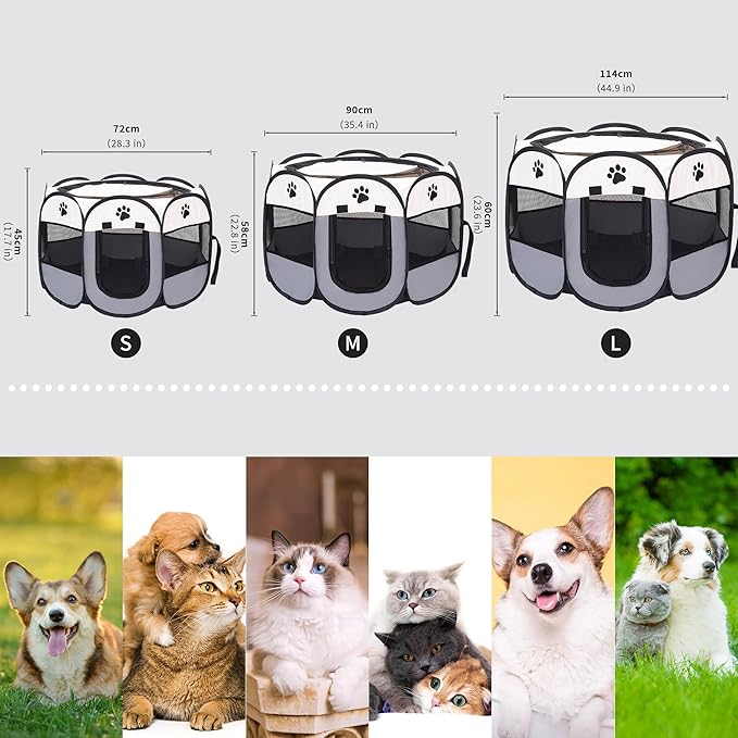 Mile High Life | Foldable Dog Playpen | Portable Dog Crate w Removable Shade Cover | Dog Kennel Indoor/Outdoor w Carry Case | Pen Tent for Dog/Cat/Rabbit(Gray, Small (29"x29"x17"))