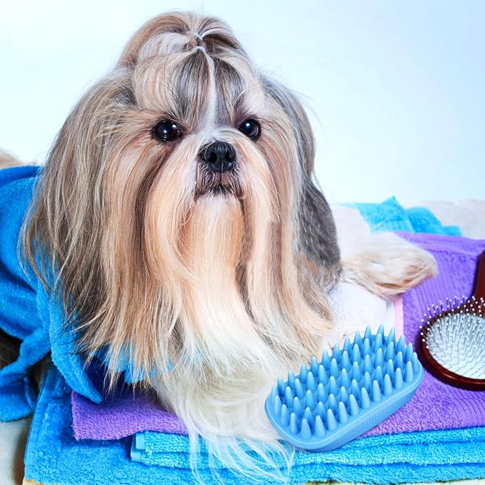Silicone Dog Bath Brush Soft Tpe Dog Shampoo Scrubber for Bathing Grooming Gentle for Dogs Cats Non-slip Grip Removes Loose Hair Versatile for Massaging Washing