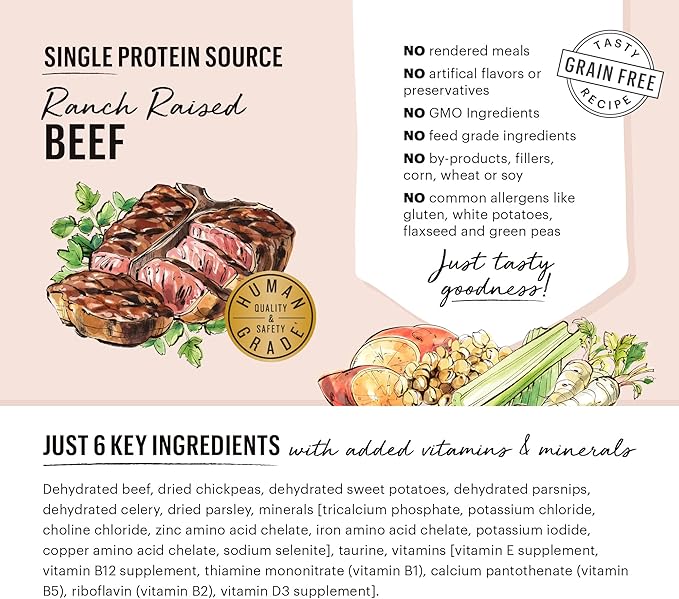 The Honest Kitchen Dehydrated Limited Ingredient Beef Dog Food, 4 lb Box