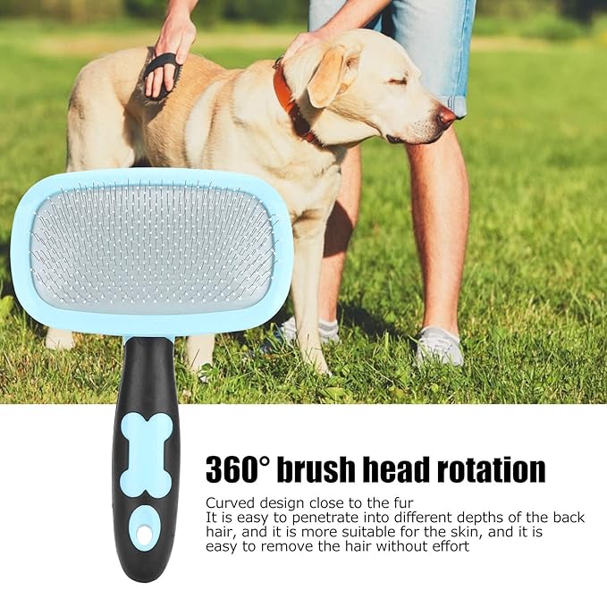 Pet Hair Comb, Cat Dog Cleaning Hair Massage Comb 360° Rotation Deshedding Slicker Brush Pet Removal Comb Grooming Tool(Blue)
