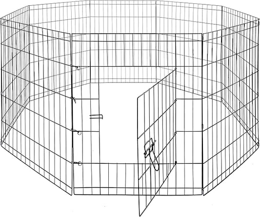 BalanceFrom Foldable Metal Exercise Pet Play Pen with Door for Dogs, 24-inch and 30-inch Tall