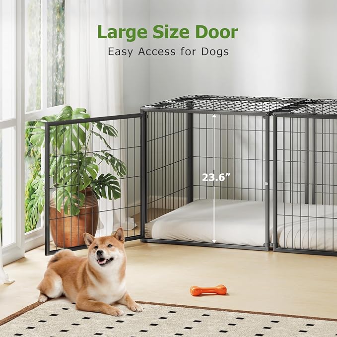 Large Dog Crate, Dog Crates for Large Dogs, Dog Kennel Indoor, 48 Inch Dog Kennel with PVC Panel, XL Dog Crate, Metal Big Dog Cage