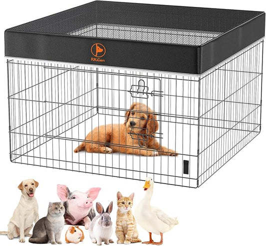 PJYuCien Mesh Top Cover - Fits 4 Panels 36 Inch Width Plastic/Metal Pet Pen Square Dog Playpen (Note: Only Pen Top Cover, NO PLAYPEN!!!)