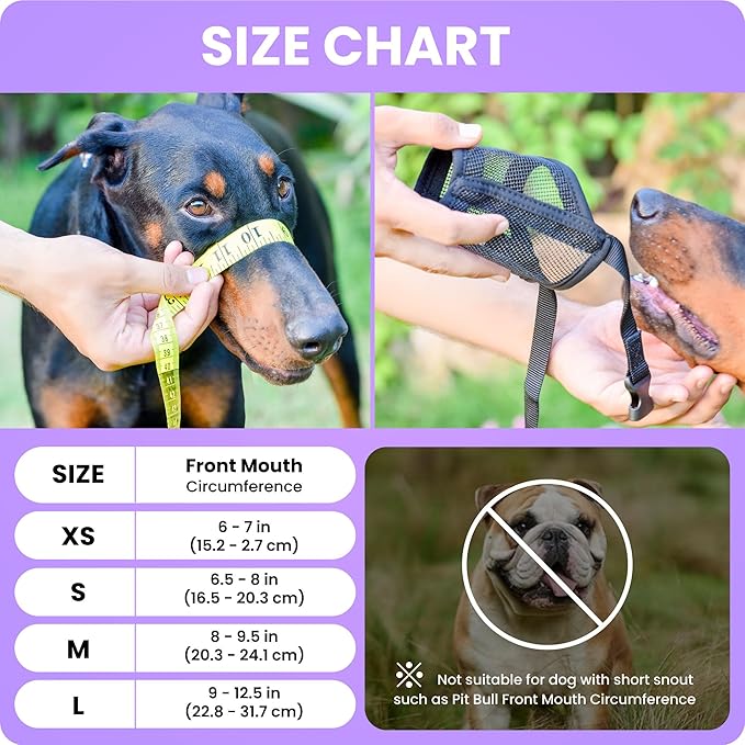 Flintstone Muzzle for Medium Sized Dog - Soft Mesh Dog Muzzle Medium Sized Dogs | Breathable Dog Muzzles for Medium Dogs | Dog Muzzles to Prevent Biting Chewing Grooming | No Bark Muzzle M 8”-9.5”