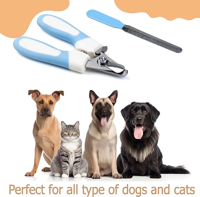 Pet Nail Clippers and Trimmers Feature a Safety Guard for Safe Professional Grooming - Heavy-Duty Design with Nail Files, Ideal for Dogs and Cats - Razor-Sharp for Precise Trimming