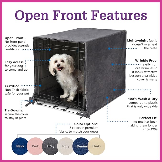 Pet Dreams Dog Crate Cover - Breathable Fabric Kennel Topper for Single-Door Crates, Fits iCrate Dog Cages 18, 24, 30, 36, 42, 48 Inches (Ivory, X Small, 18")