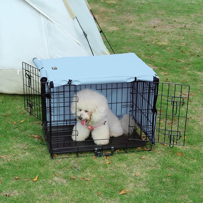 X-ZONE PET Double Door Dog Crate Cover - Polyester Pet Kennel Cover Fits 30 inches Wire Dog Cage Blue