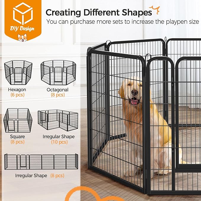 Yaheetech Dog Playpen Outdoor, 40 inch 32 Panels Dog Pen Indoor Heavy Duty Puppy Exercise Pen Metal Pet Fence for RV Camping/Yard/Garden