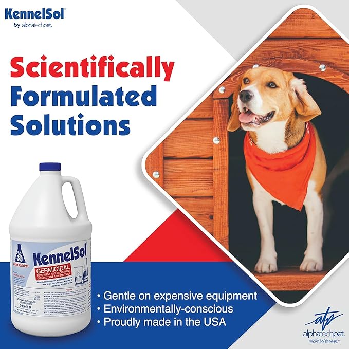 KennelSol 1-Step Kennel Cleaner, Liquid Disinfectant Cleaner, Effective Against Fungi, Bacteria and Viruses, 1 Gallon - Pack of 4 by Alpha Tech Pet