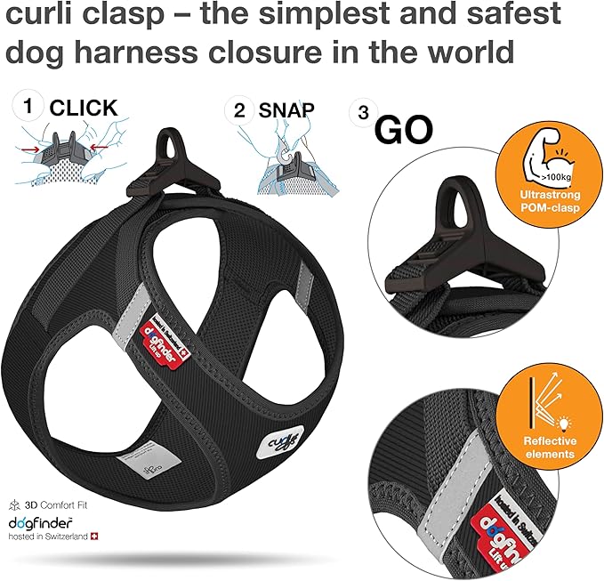 Vest Harness curli Clasp Cord Black L
