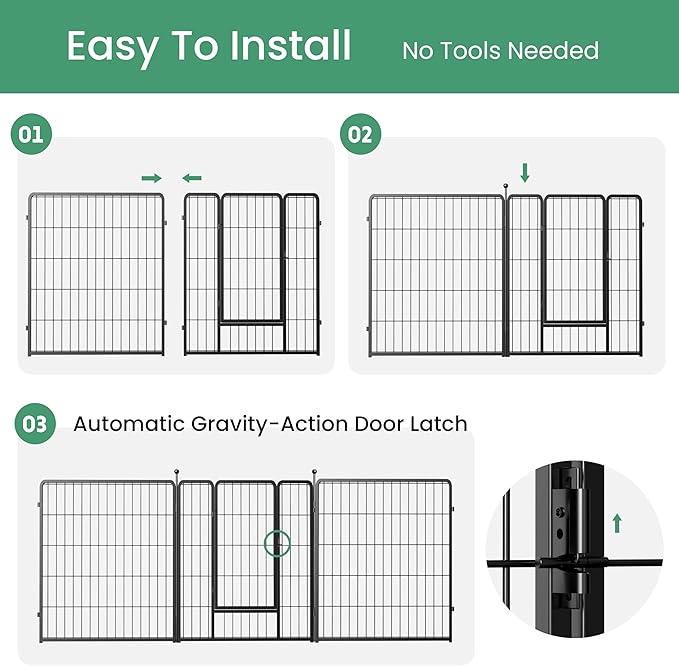 HealSmart Dog Playpen Indoor, Puppy Playpen Indoor for Yard, Camping, 32" Height 16 Panels Heavy Duty Dog Pen for Small/Medium Dogs, Black