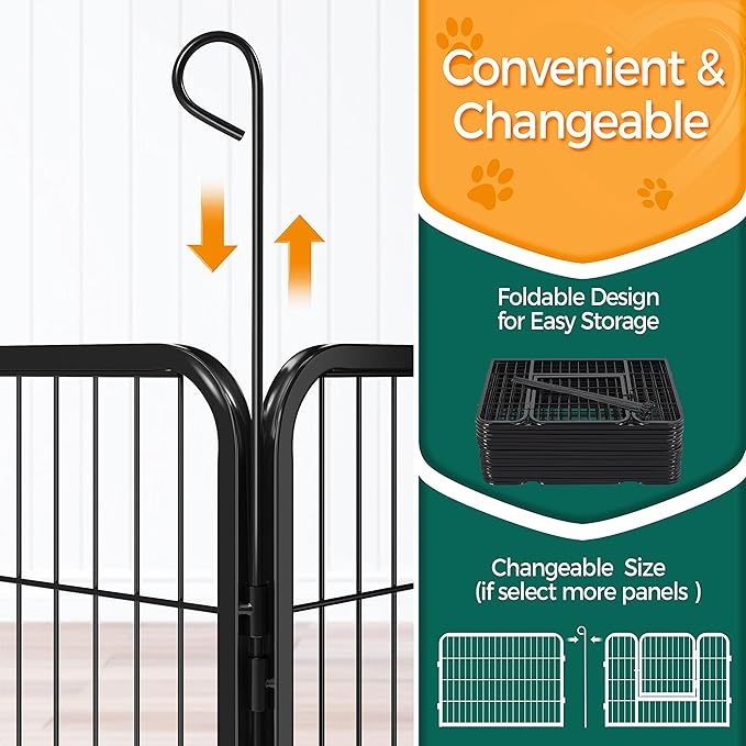 Yaheetech Dog Playpen Outdoor, 24 inch 32 Panels Dog Pen Indoor Heavy Duty Puppy Exercise Pen Metal Pet Fence for RV Camping/Yard/Garden