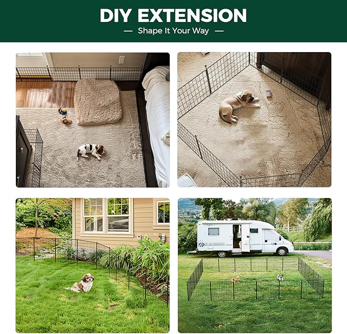 FXW MiniPaws Dog Playpen for Yard & RV Camping, Expandable 20-inch 32 Panels for Puppies and Small Dogs, Portable for Indoor and Outdoor Use