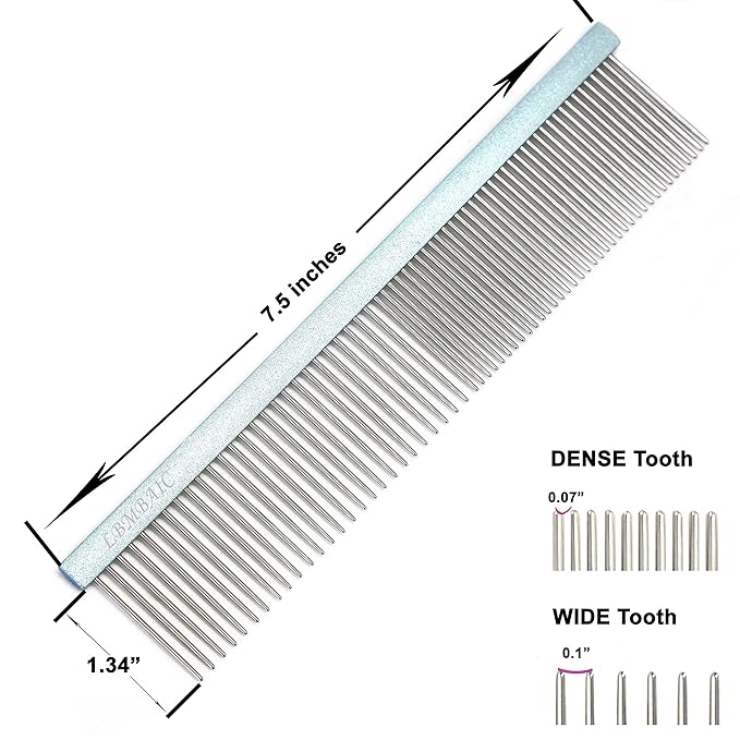 Metal Grooming Comb (7.5inches)and Extral Long Pin Slicker Brush (25mm)