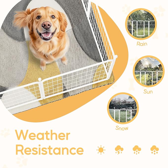 HealSmart Dog Playpen Indoor, Puppy Playpen Indoor for Yard, Camping, 32" Height 16 Panels Heavy Duty Dog Pen for Small/Medium Dogs, White