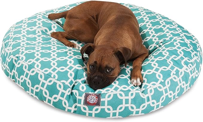 Navy Blue Links Large Round Indoor Outdoor Pet Dog Bed With Removable Washable Cover By Majestic Pet Products