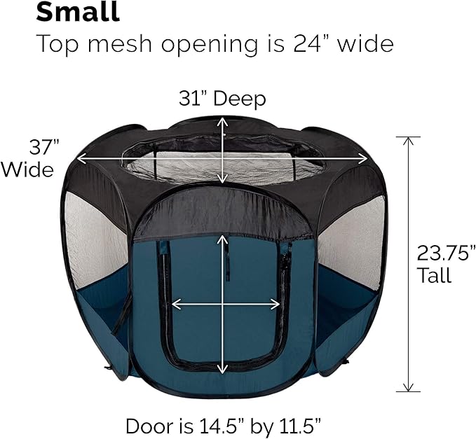 Furhaven Portable Dog Playpen Cat Tent, Pet playground/kennel foldable indoor outdoor zippered puppy crate - Sailor Blue, Small