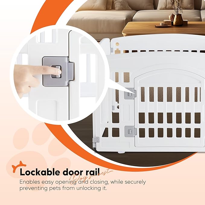 HealSmart 4 Panel 24" Plastic Dog Playpen, Folding & Portable Pet Playpen for Indoor & Outdoor Use, Safe & Secure Fence, Ideal for Small to Medium Dogs, White