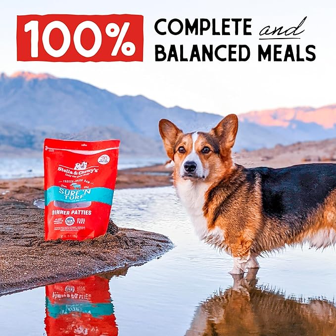 Stella & Chewy's Freeze Dried Raw Dinner Patties – Grain Free Dog Food, Protein Rich Surf ‘N Turf Salmon & Beef Recipe – 25 oz Bag