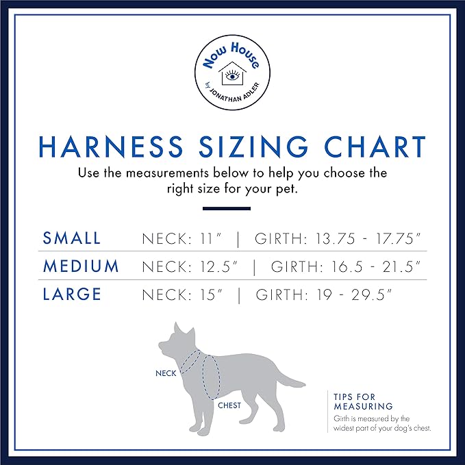 Now House for Pets by Jonathan Adler Leo Reversible Harness, Medium | Stylish, Fashionable, and Functional Way to Keep Your Dog Looking Great | Cute and Adorable Dog Accessories for Pets