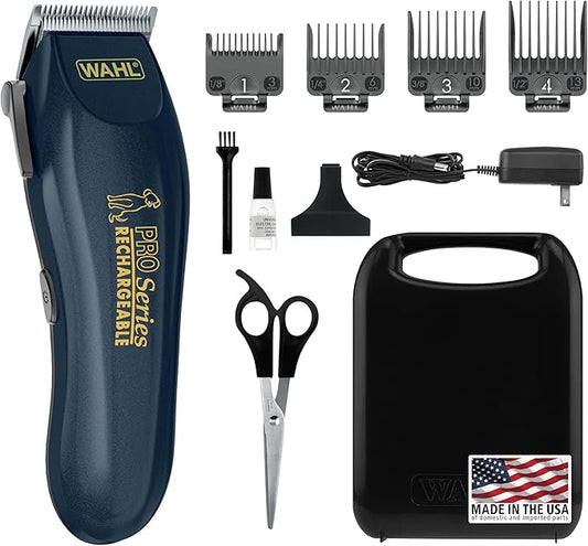 Wahl USA Deluxe Pro Series Cordless Lithium Ion Clipper Kit for Dog Grooming at Home with Heavy Duty Motor, Self-Sharpening Blades, and 2 Hour Run Time – Model 9591-2100