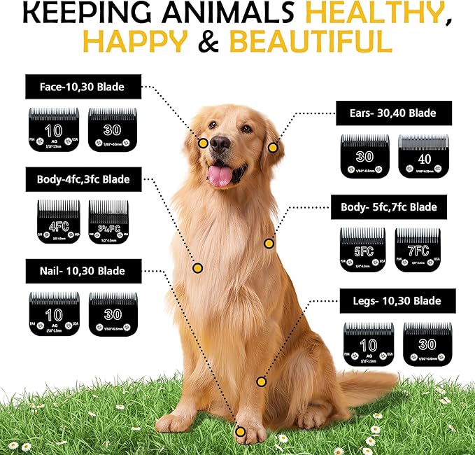 Detachable Steel Pet Dog Clipper Blades, Size-4F, Compatible with Andis Cut Length 3/8"