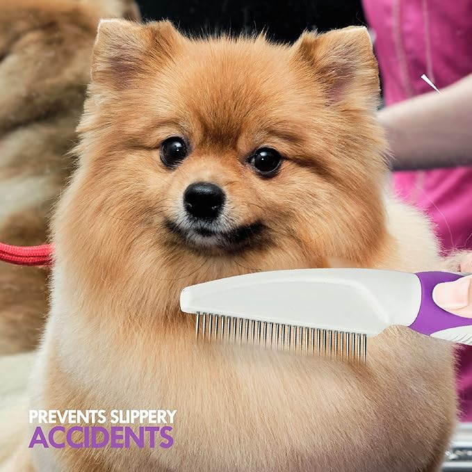 Pet Comb to Comb Your Dogs,Cats,Poodles Hair- Rotatable Pins, Easy to Use, Slip Proof- Best Dog Comb for Grooming Your Dog
