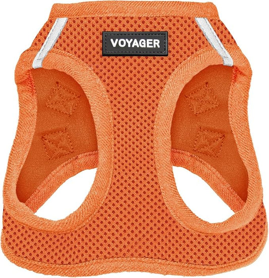 Voyager Step-In Air Dog Harness - All Weather Mesh, Reflective, No Pull Harness for Small, Medium Dogs, Cats - Secure with Hook & Loop Fastener, Buckle, Double D-Rings - Orange, XXXS