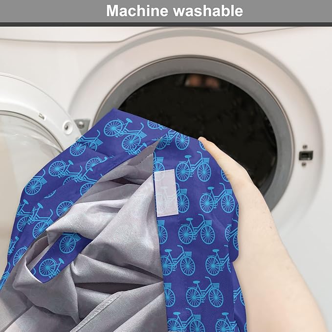 Lunarable Contemporary Blue Dog Crate Cover, Repetitive Pattern with Silhouette Style Bicycles, Easy to Use Pet Kennel Cover for Medium Large Dogs, 48 Inch, Dark Violet Sky Blue