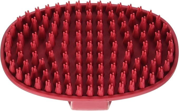 Essentials Rubber Grooming Brush with Loop Handle, Red