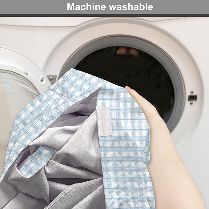 Lunarable Plaid Dog Crate Cover, Geometrical Striped Old Fashioned Pattern Pastel Colors Country, Easy to Use Pet Kennel Cover for Cats & Medium Dogs, 24 Inch, Pale Blue Yellow White