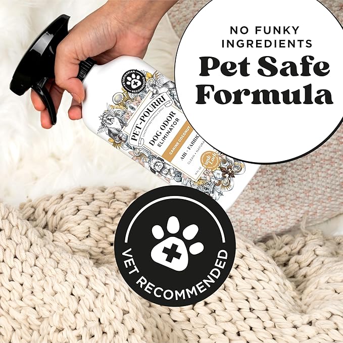 Pet-Pourri Pet Odor Air + Fabric Odor Eliminator Spray, Canine Coconut, 16 Fl Oz