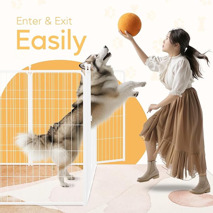 HealSmart Dog Playpen Indoor, Puppy Playpen Indoor for Yard, Camping, 40" Height 8 Panels Heavy Duty Dog Pen for Small/Medium Dogs, White