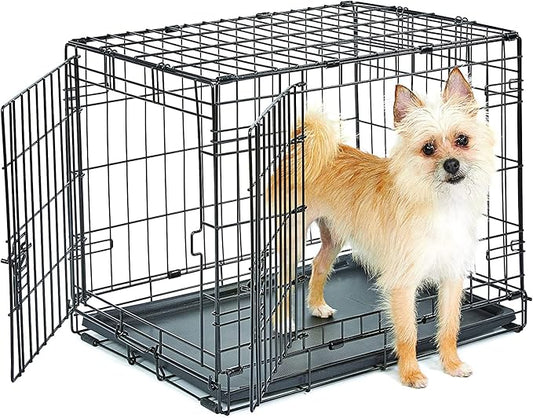 New World Newly Enhanced Double Door New World Dog Crate, Includes Leak-Proof Pan, Floor Protecting Feet, & New Patented Features, 24 Inch