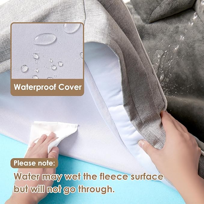 EHEYCIGA Orthopedic Dog Bed for Small Dogs, Waterproof Memory Foam Small Dog Beds with Sides, Non-Slip Bottom and Egg-Crate Foam Medium Dog Couch Bed with Washable Removable Cover, Grey