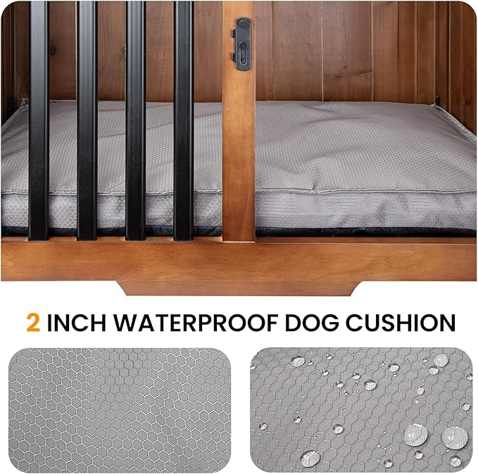 Wooden Dog Crate Furniture,Foldable and Portable Dog Kennel Furniture Indoor,Decorative Dog Crate End Table No Assembly.(Medium,Brown)