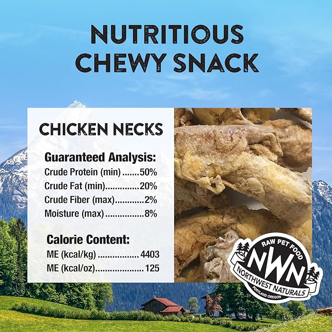 Northwest Naturals Raw Rewards Freeze-Dried Chicken Neck Treats for Dogs and Cats - Whole Neck - Healthy, 1 Ingredient, Human Grade Pet Food, All Natural - 4 Oz