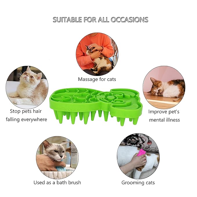 KIRTI Groom Brush,Massag Brush for Dogs, Cats, Small Animals and Pets with Short Hair Grooming Bathing Massaging and Deshedding Silicone Brush,Soft Rubber Bristles Green
